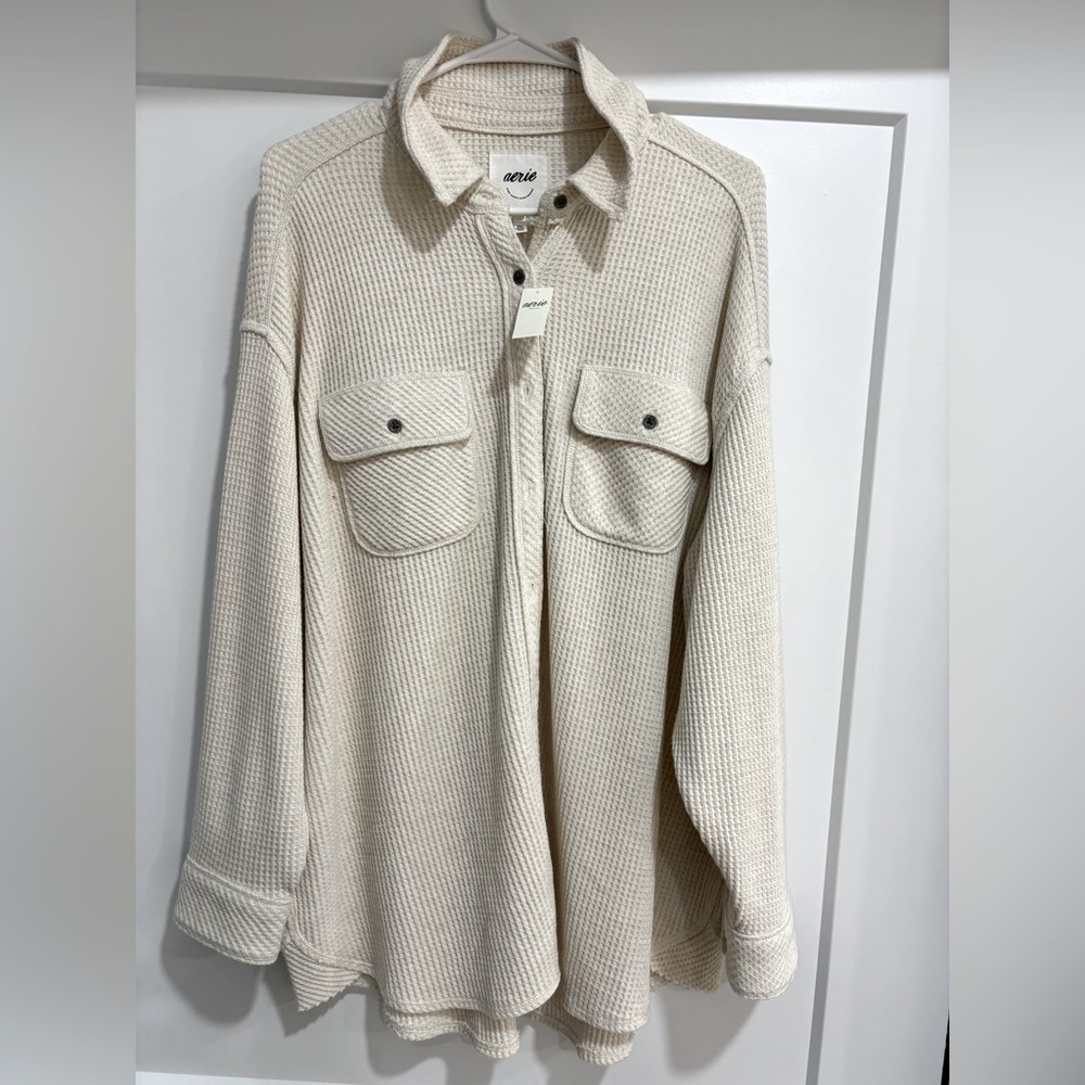 Aerie waffle knit button down NWT
